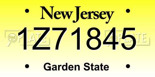1Z71845 New Jersey License Plate