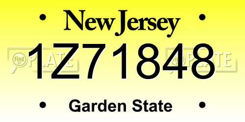 1Z71848 New Jersey License Plate