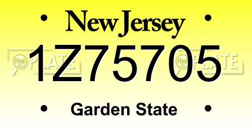 1Z75705 New Jersey License Plate