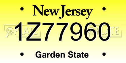 1Z77960 New Jersey License Plate