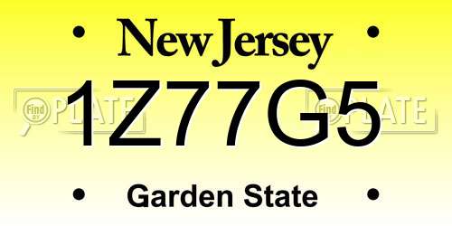 1Z77G5 New Jersey License Plate
