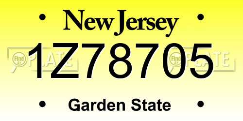 1Z78705 New Jersey License Plate