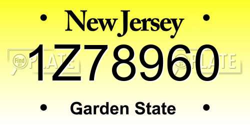 1Z78960 New Jersey License Plate