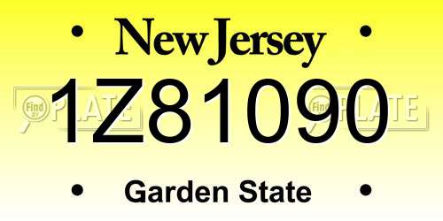 1Z81090 New Jersey License Plate