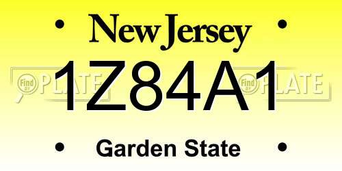 1Z84A1 New Jersey License Plate