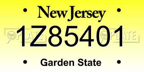 1Z85401 New Jersey License Plate