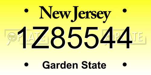 1Z85544 New Jersey License Plate
