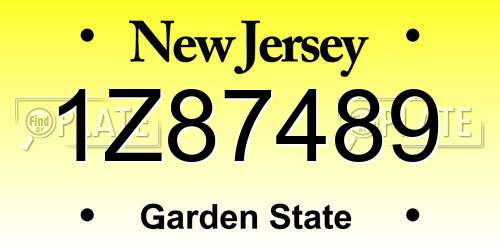 1Z87489 New Jersey License Plate