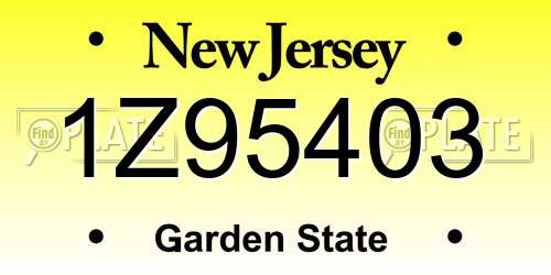 1Z95403 New Jersey License Plate