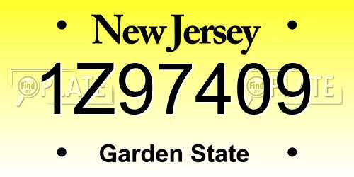 1Z97409 New Jersey License Plate