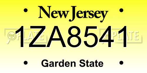 1ZA8541 New Jersey License Plate