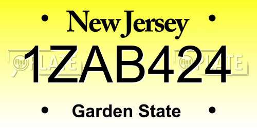 1ZAB424 New Jersey License Plate