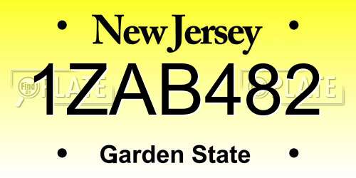 1ZAB482 New Jersey License Plate
