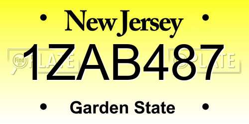 1ZAB487 New Jersey License Plate