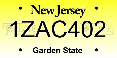 1ZAC402 New Jersey License Plate