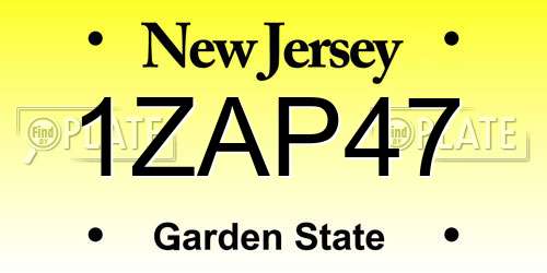 1ZAP47 New Jersey License Plate
