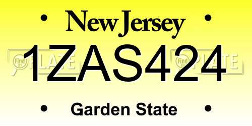 1ZAS424 New Jersey License Plate