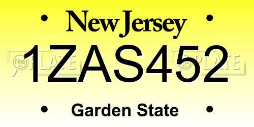 1ZAS452 New Jersey License Plate