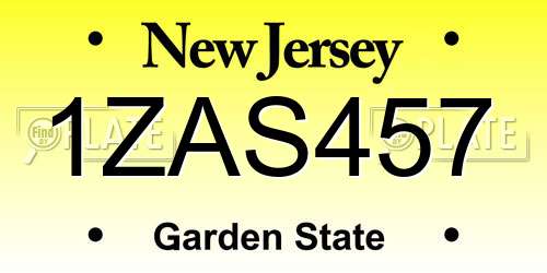 1ZAS457 New Jersey License Plate