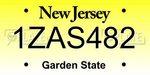 1ZAS482 New Jersey License Plate