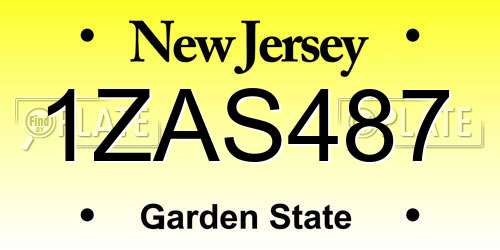 1ZAS487 New Jersey License Plate