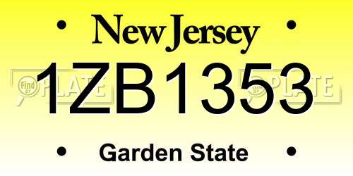 1ZB1353 New Jersey License Plate