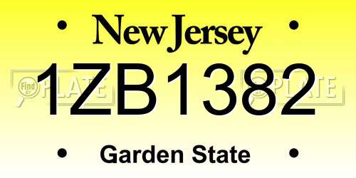 1ZB1382 New Jersey License Plate