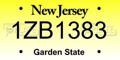 1ZB1383 New Jersey License Plate