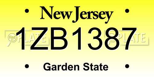 1ZB1387 New Jersey License Plate