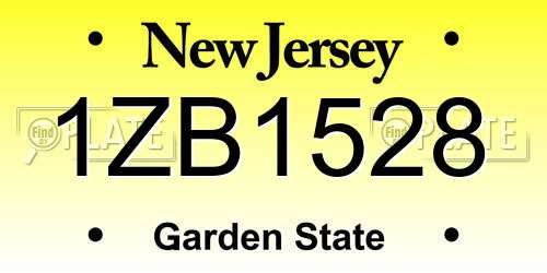 1ZB1528 New Jersey License Plate