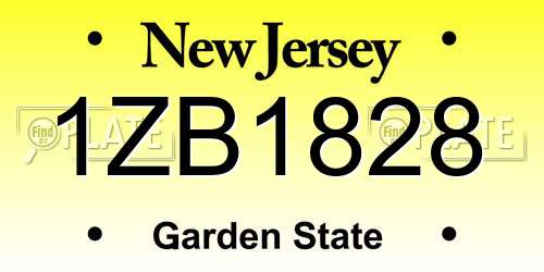1ZB1828 New Jersey License Plate