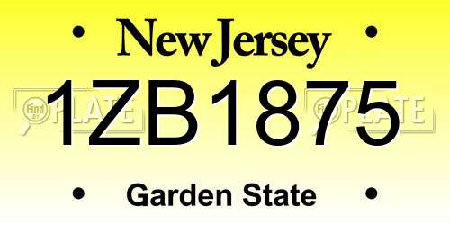 1ZB1875 New Jersey License Plate