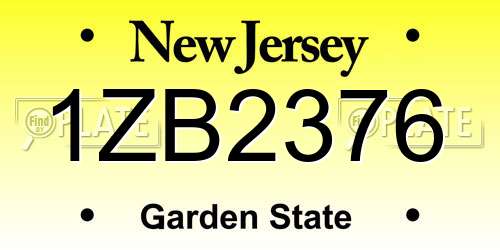 1ZB2376 New Jersey License Plate