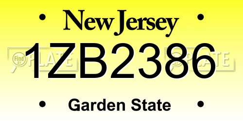 1ZB2386 New Jersey License Plate