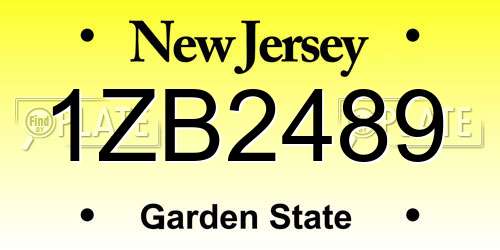 1ZB2489 New Jersey License Plate
