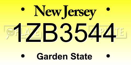 1ZB3544 New Jersey License Plate