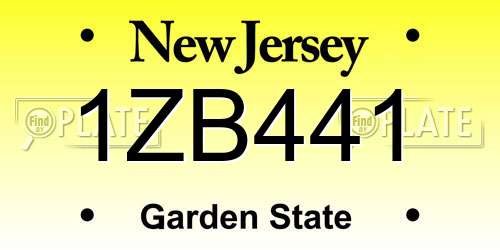 1ZB441 New Jersey License Plate