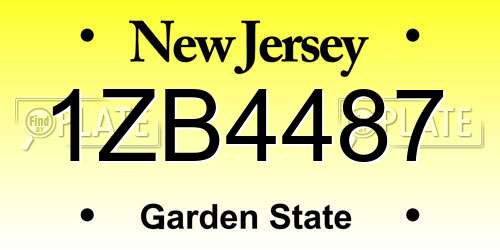 1ZB4487 New Jersey License Plate