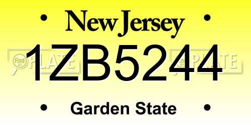 1ZB5244 New Jersey License Plate