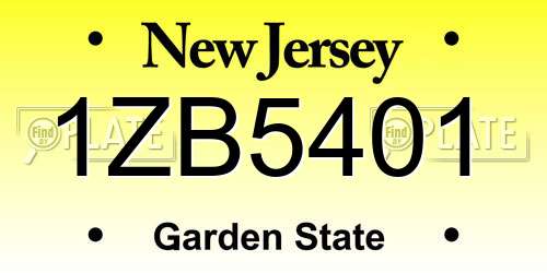 1ZB5401 New Jersey License Plate