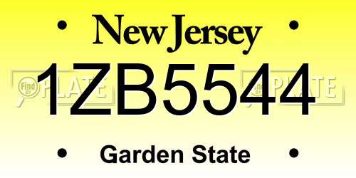 1ZB5544 New Jersey License Plate