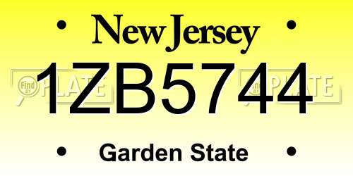 1ZB5744 New Jersey License Plate