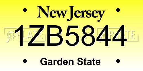 1ZB5844 New Jersey License Plate