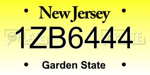 1ZB6444 New Jersey License Plate