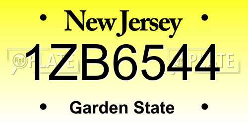 1ZB6544 New Jersey License Plate