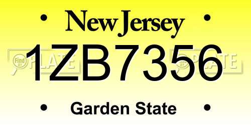 1ZB7356 New Jersey License Plate