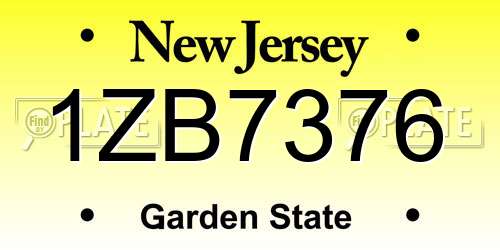 1ZB7376 New Jersey License Plate