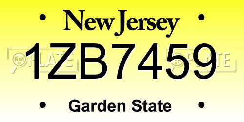 1ZB7459 New Jersey License Plate