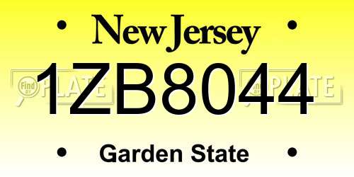 1ZB8044 New Jersey License Plate