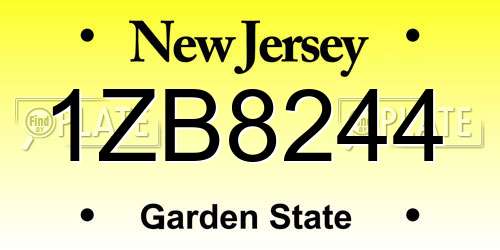 1ZB8244 New Jersey License Plate